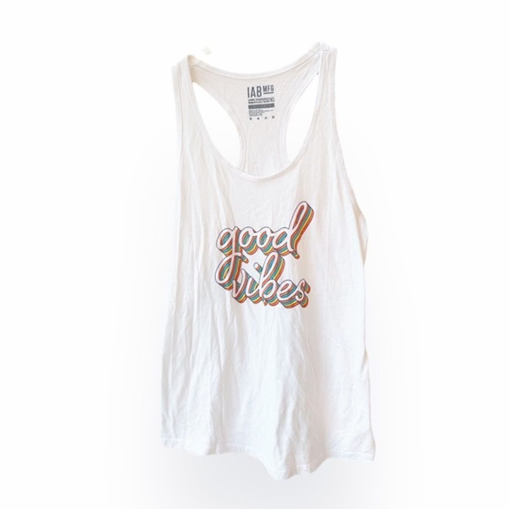 Good Vibes Tank top rainbow print spell out white size M